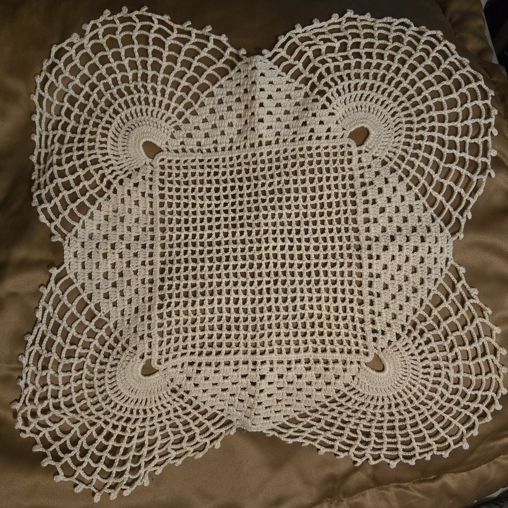 Vintage Intricate Crochet Lace Doily In Cream, Good Size for Any Location